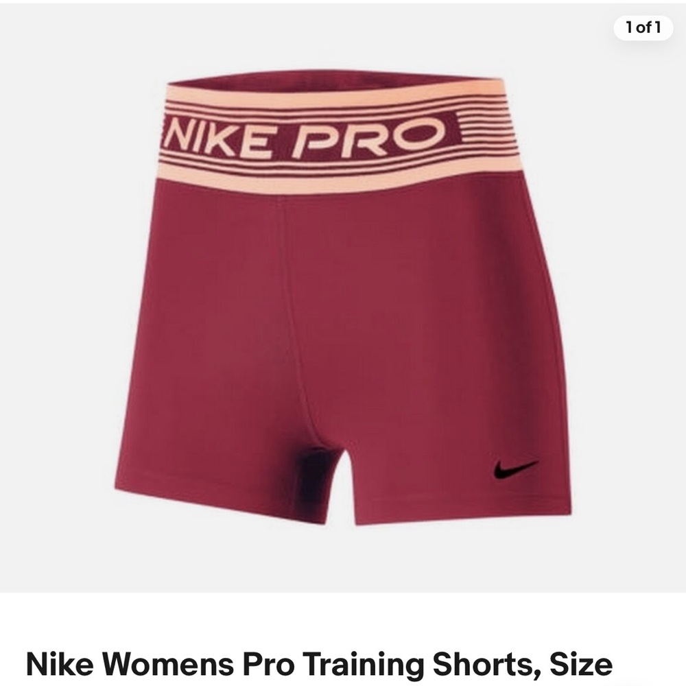 Nike Women's Pro Athletic Shorts - Burgundy